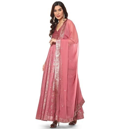 Women Art Silk Layered Printed Suit Set - Image 2