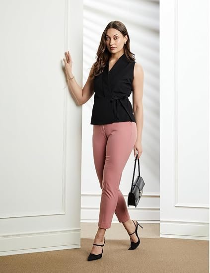 Women's Solid Sleeveless Wrap Top (Regular Fit | Desk-to-Dinner) (Available in Plus Sizes) - Image 3