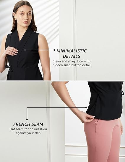 Women's Solid Sleeveless Wrap Top (Regular Fit | Desk-to-Dinner) (Available in Plus Sizes) - Image 4