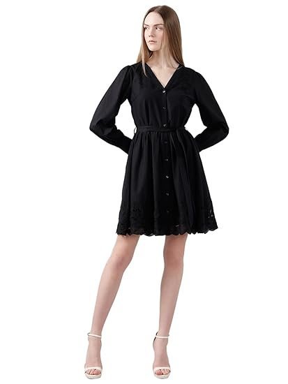 Women's Cotton Fit and Flare Mini Dress - Image 4