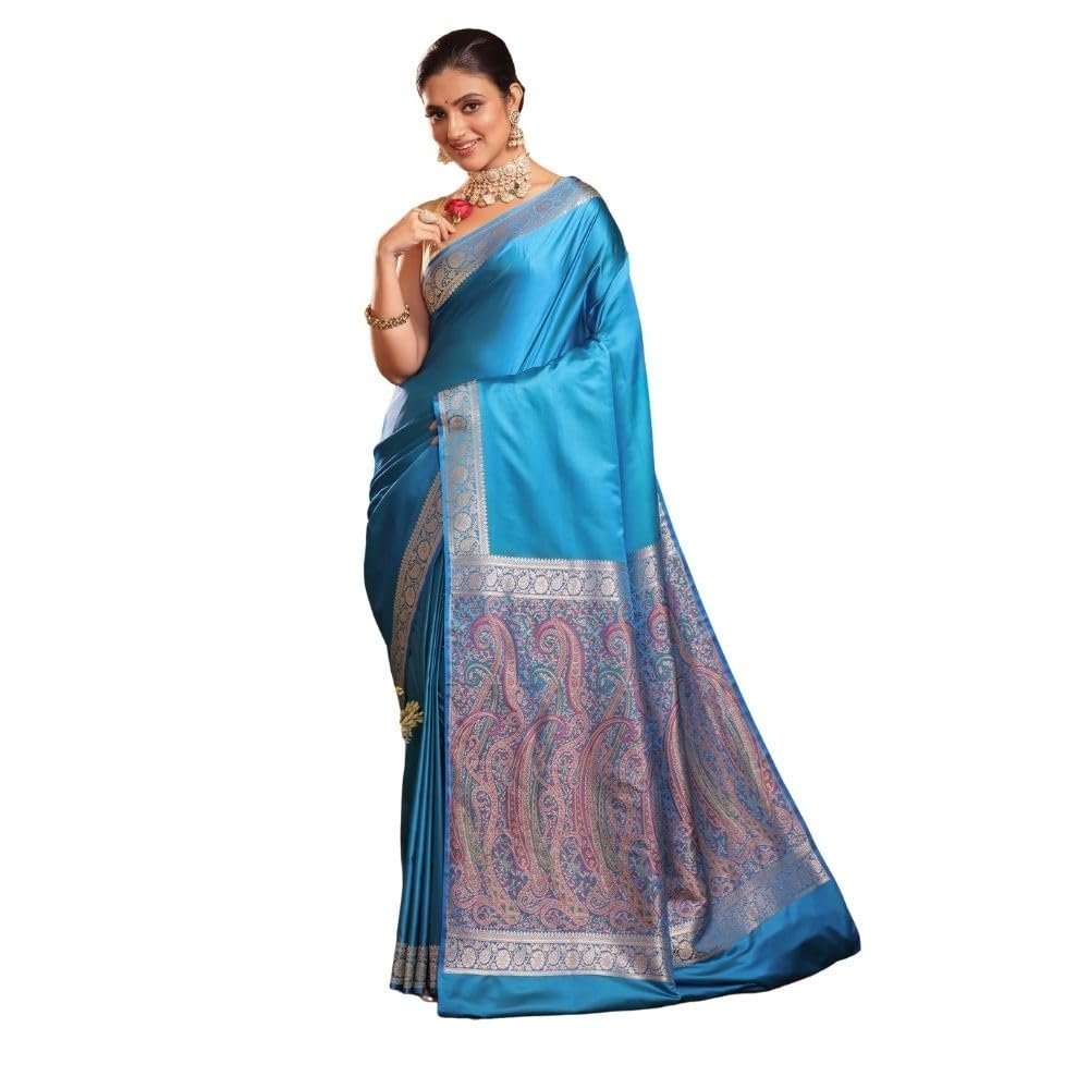 Women's SOFT & LIGHT WEIGHT PURE SILK SAREE WITH BEAUTIFUL WEAVES IN BORDER AND PALLU WITH MULTICOLOUR RESHAM COMES WITH HEAVY SILK BLOUSE WITH HEAVY WEAVES