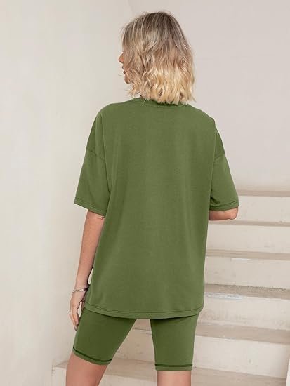 Women 2 Piece Sweatsuit Short Sets Hoodies Long Sleeve Tie Dye Printed Pajamas Set Casual Sleepwear - Image 4