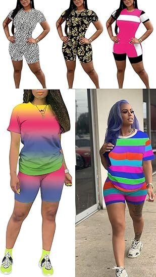 Womens 2 Piece Sports Outfit Tracksuit Shirt Shorts Jogger Bodycon Sets - Image 4