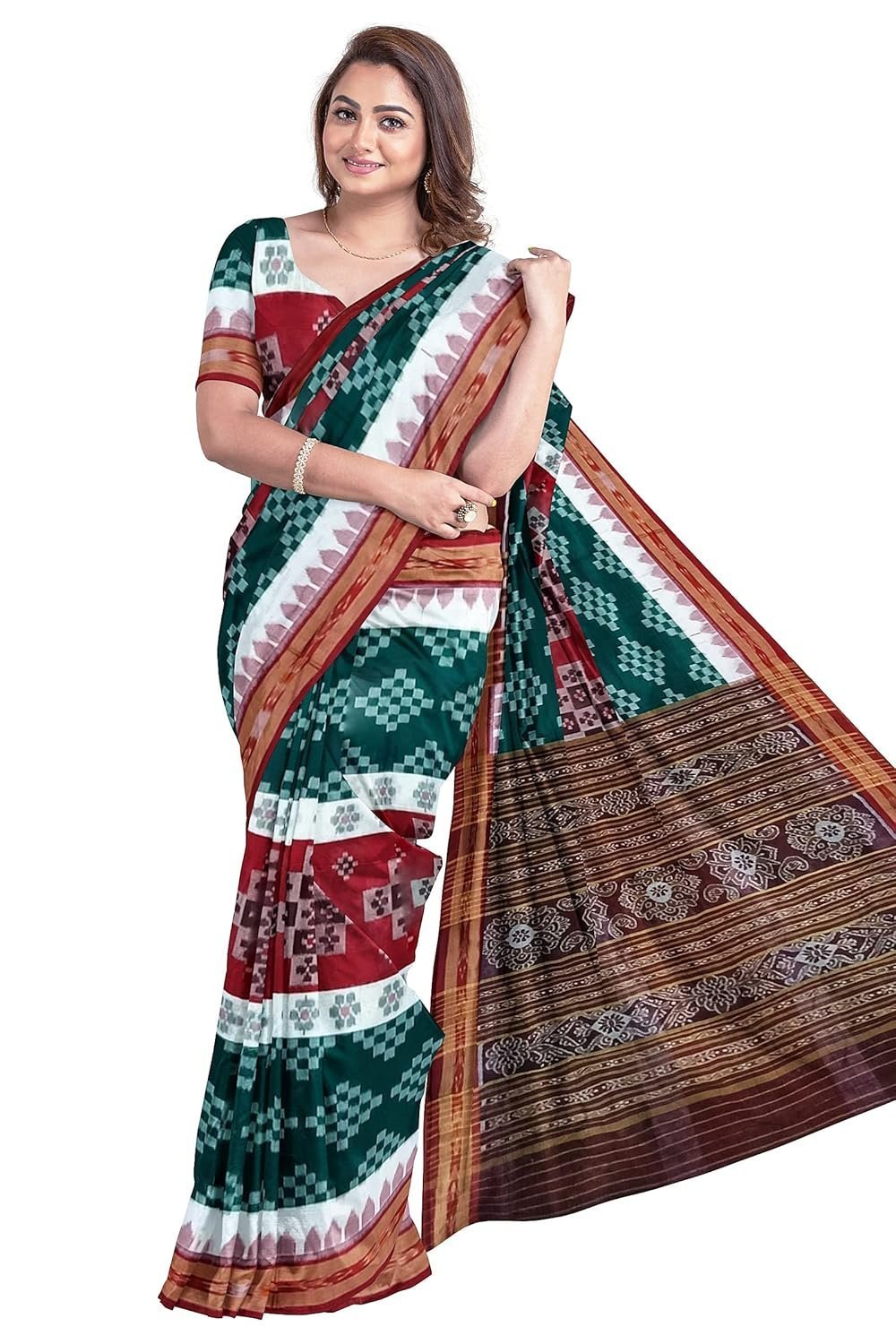 Handloom Handmade Pure Cottan Saree Khandua Natural Cottan Ikkat Sambalpuri Saree For Women Ethnic Wear Traditonal Saree Handloom Saree Without...