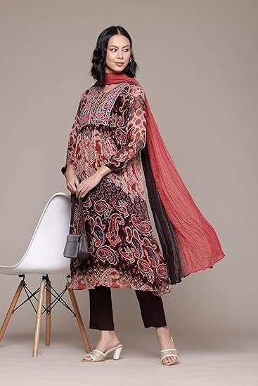 Black Cashmere Kurta With Pant And Dupatta - Image 4