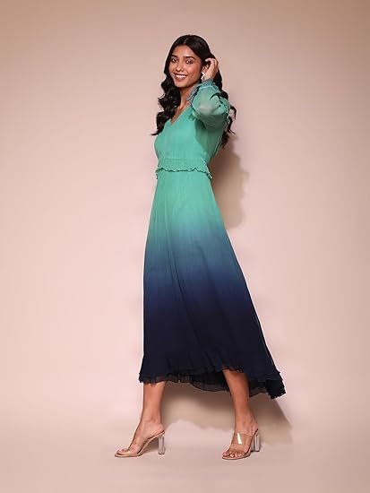 Teal Ombre Long Dress - Image 2
