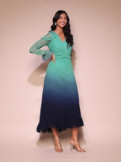 Teal Ombre Long Dress - Image 4