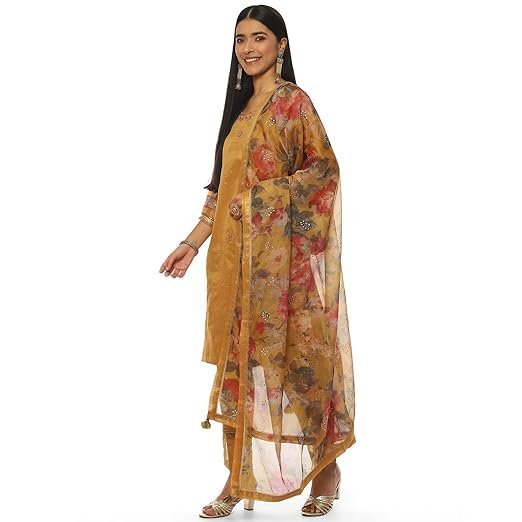 Women Art Silk Straight Kurta Slim Pants Suit Set - Image 2