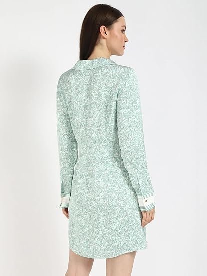 Viscose Spread Collar A-Line Dress - Image 3