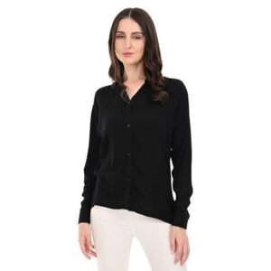 Carlo Womens Wool Blend Hip Length Self Design Wine Notched Lapel Full Sleeve Coat