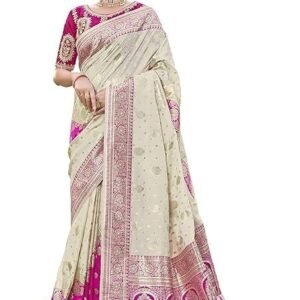 Most Trendy Jacquard Work Woven Saree with Unstitch Blouse Piece