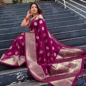 Women's Kanjivaram Art Silk Saree Soft Banarasi Style Sari With Blouse Piece For Wedding (Pari122-51)