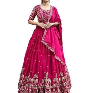 Women's Vichitra Embroidered Semi-Stitched Lehenga | Lehenga Choli for Women | Choli for Women | Ethnic Wear for Women