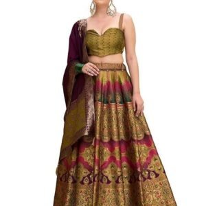 Women's Kanjiwaram Semi-Stitched Lehenga choli