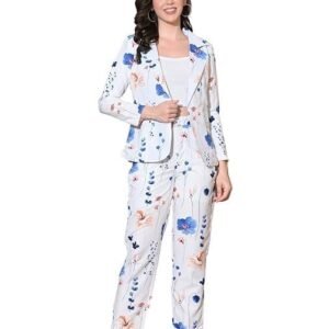 Women's 3-Piece Formal Suit Set – Cotton Blend Blazer, High-Waist Pants & Camisole | Stylish Business Attire & Office Wear for Work, Interviews & Events