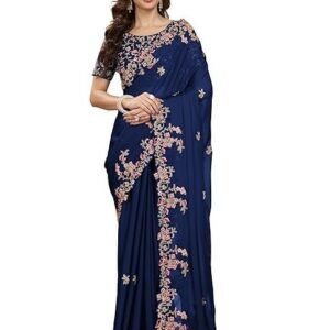 Women's Rangoli Silk Embroidery Saree with Unstitch Blouse Piece Saree for Women