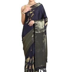 Women's Digital Flower Print Kanchipuram Silk Saree And Unstitched Blouse Piece With Border Zari Woven Pallu Tassle Work | New Sarees Collection 2025 | SZ-DGSITA-NB-2027